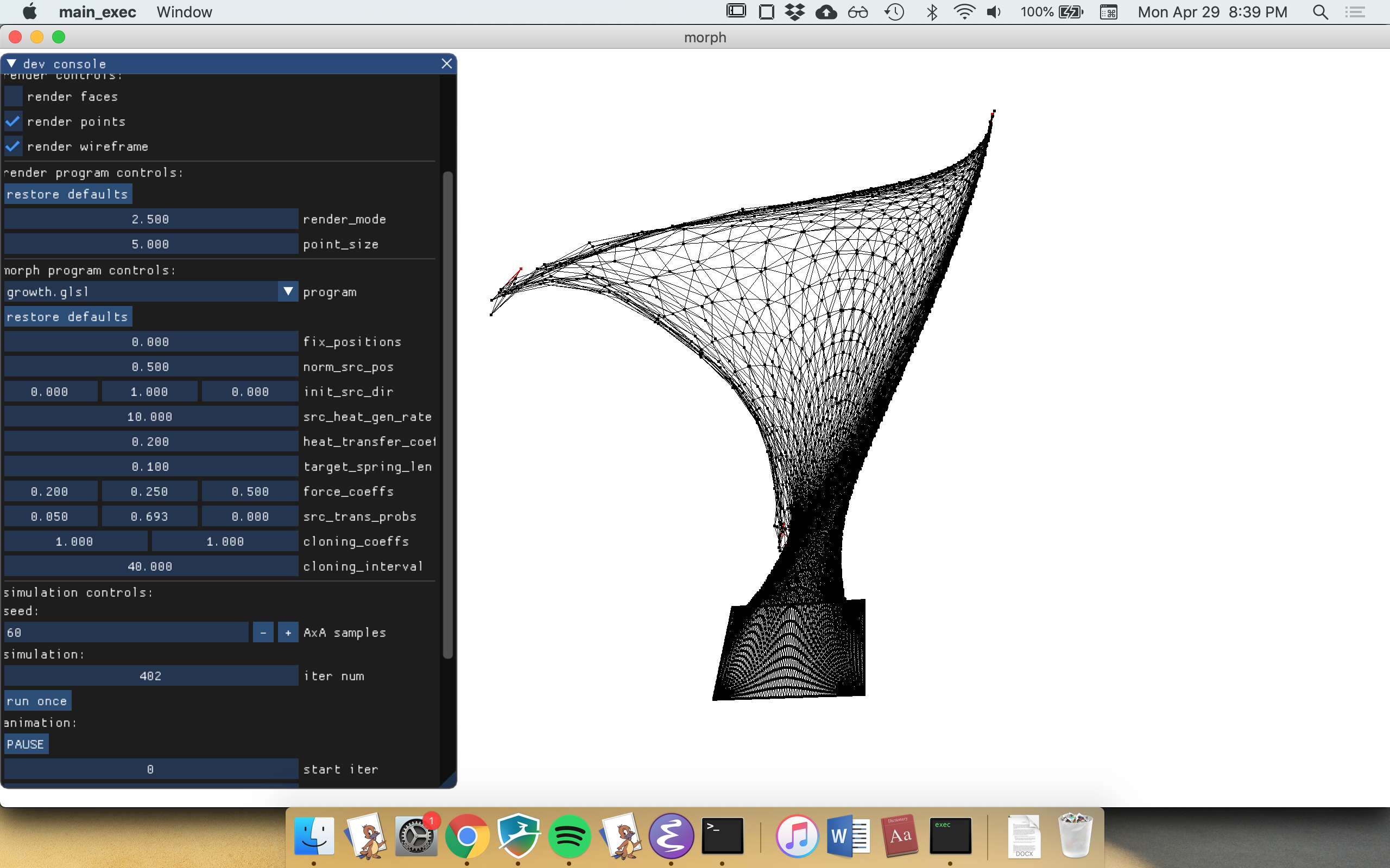 An earlier version of the simulation, before implementing annealing.